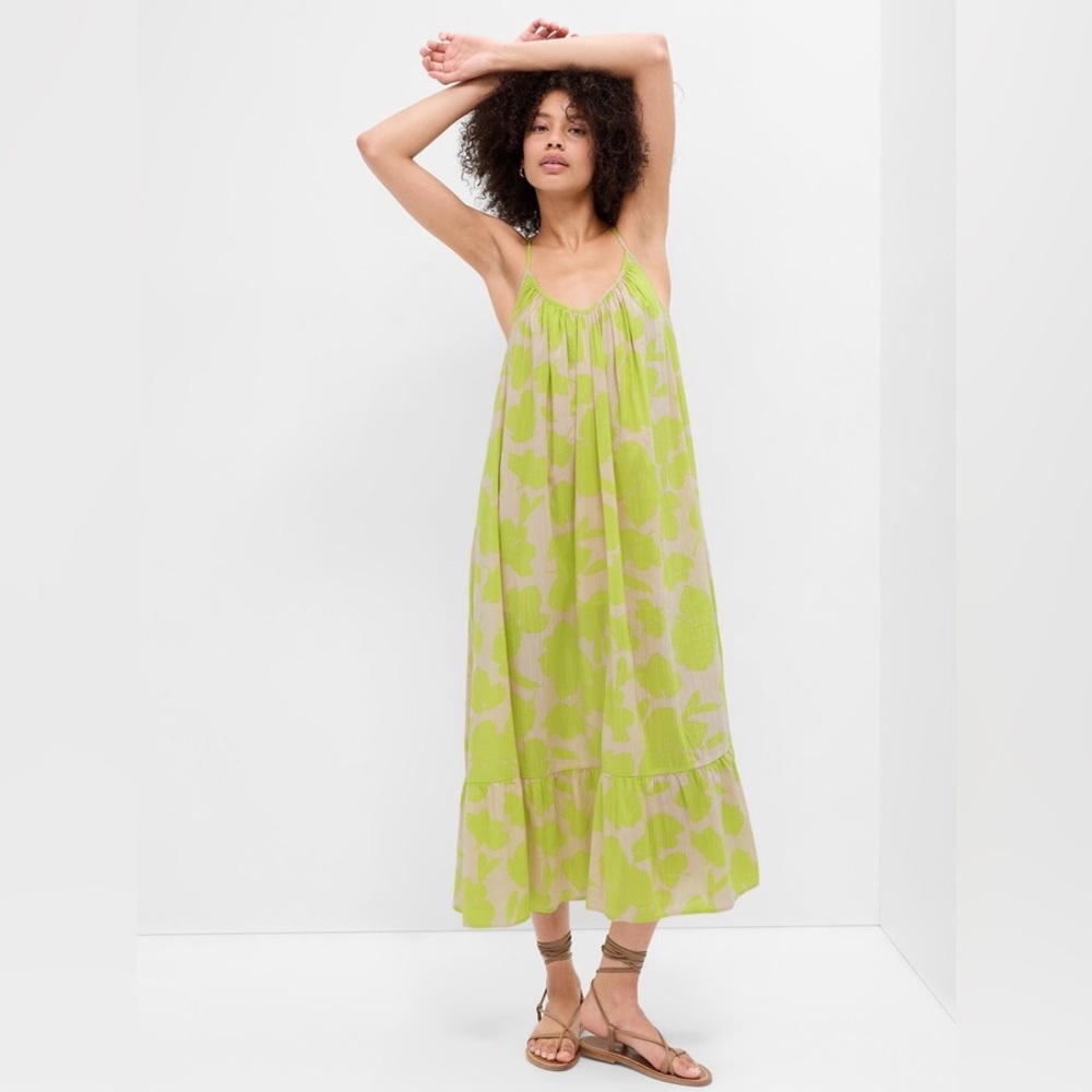 GAP Print Cami Maxi Dress w/ yellow floral pattern Medium